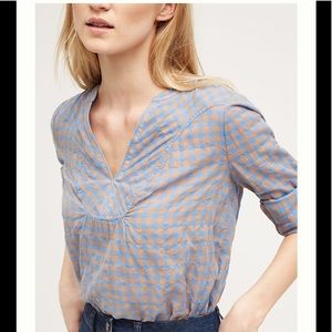 Anthro holding horses devon popover blue gingham